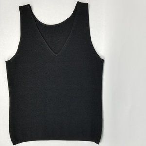 Dark black dressy v-neck tank top, size M
